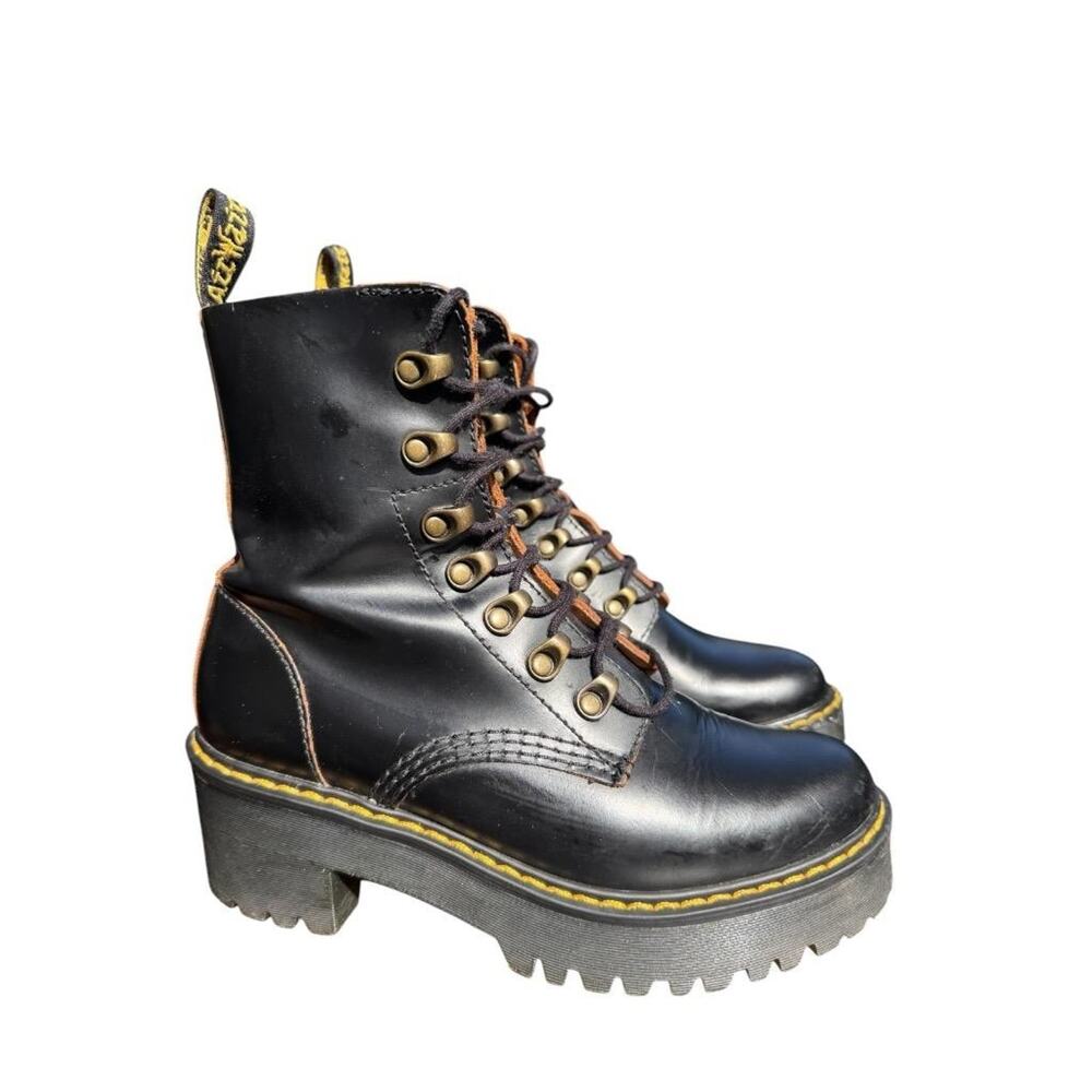 Dr Martens Leona Lace Up Hi Heel Combat Boot Women US size 6